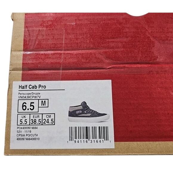 VANS ~Woman 8; Men\'s 6.5~ Half Cab Pro Periscope/Drizzle Grey White Sneakers NEW main image 13